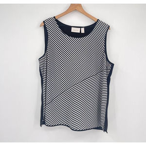 Chico's Striped Sonya Tank Womens Sz XL Black White Dressy Career Office Chic